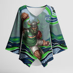 Personalized Canberra Raiders Kimono Sleeve Blouse Aboriginal Dot Art - Dreamtime Rugby Mascot