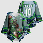 Personalized Canberra Raiders Kimono Sleeve Blouse Aboriginal Dot Art - Dreamtime Rugby Mascot