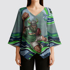 Personalized Canberra Raiders Kimono Sleeve Blouse Aboriginal Dot Art - Dreamtime Rugby Mascot