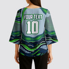 Personalized Canberra Raiders Kimono Sleeve Blouse Aboriginal Dot Art - Dreamtime Rugby Mascot