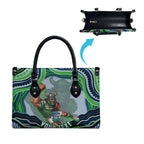 Personalized Canberra Raiders Leather Bag Aboriginal Dot Art - Dreamtime Rugby Mascot