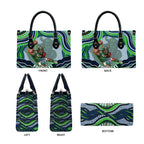 Personalized Canberra Raiders Leather Bag Aboriginal Dot Art - Dreamtime Rugby Mascot
