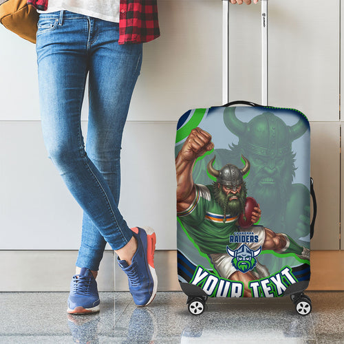 Personalized Canberra Raiders Luggage Cover Aboriginal Dot Art - Dreamtime Rugby Mascot