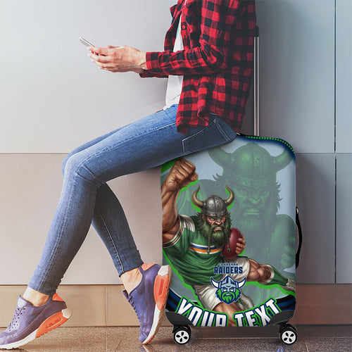 Personalized Canberra Raiders Luggage Cover Aboriginal Dot Art - Dreamtime Rugby Mascot