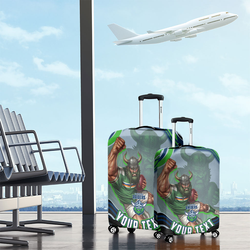 Personalized Canberra Raiders Luggage Cover Aboriginal Dot Art - Dreamtime Rugby Mascot