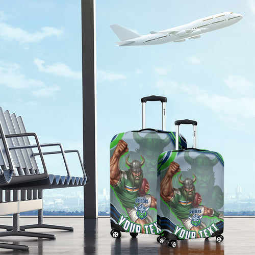 Personalized Canberra Raiders Luggage Cover Aboriginal Dot Art - Dreamtime Rugby Mascot