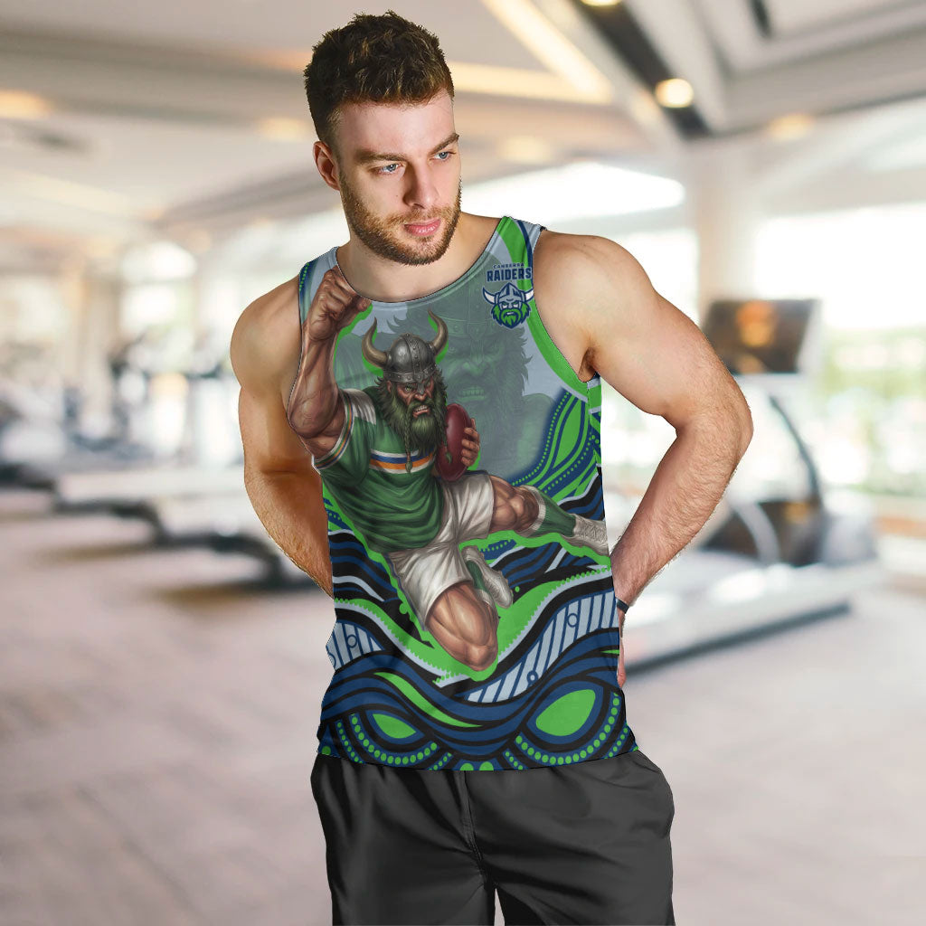 Personalized Canberra Raiders Men Tank Top Aboriginal Dot Art - Dreamtime Rugby Mascot