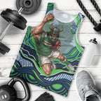 Personalized Canberra Raiders Men Tank Top Aboriginal Dot Art - Dreamtime Rugby Mascot