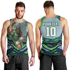 Personalized Canberra Raiders Men Tank Top Aboriginal Dot Art - Dreamtime Rugby Mascot