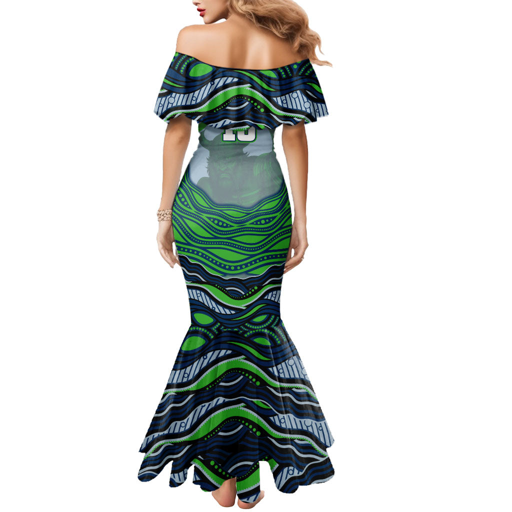 Personalized Canberra Raiders Mermaid Dress Aboriginal Dot Art - Dreamtime Rugby Mascot