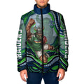 Personalized Canberra Raiders Padded Jacket Aboriginal Dot Art - Dreamtime Rugby Mascot