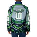 Personalized Canberra Raiders Padded Jacket Aboriginal Dot Art - Dreamtime Rugby Mascot