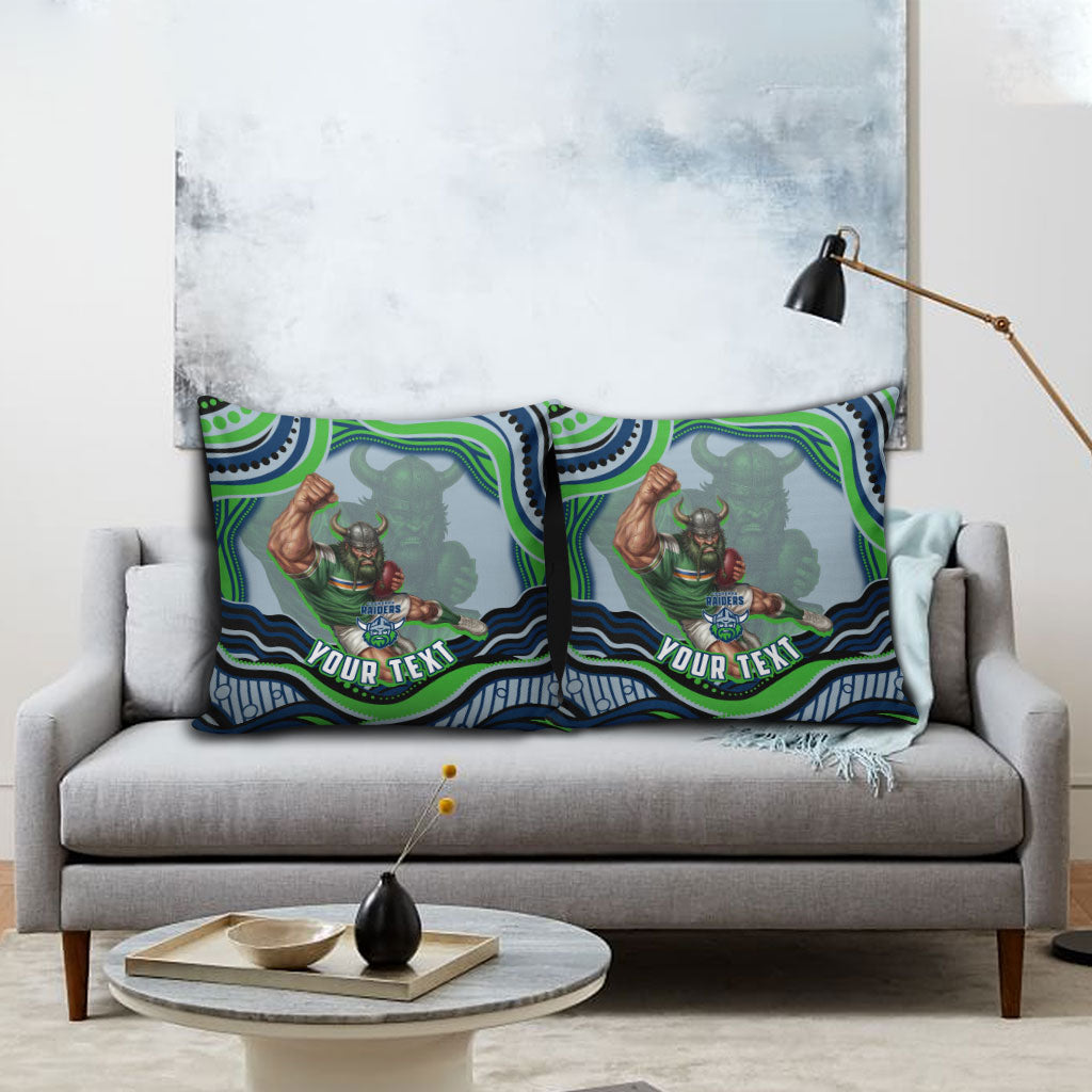 Personalized Canberra Raiders Pillow Cover Aboriginal Dot Art - Dreamtime Rugby Mascot