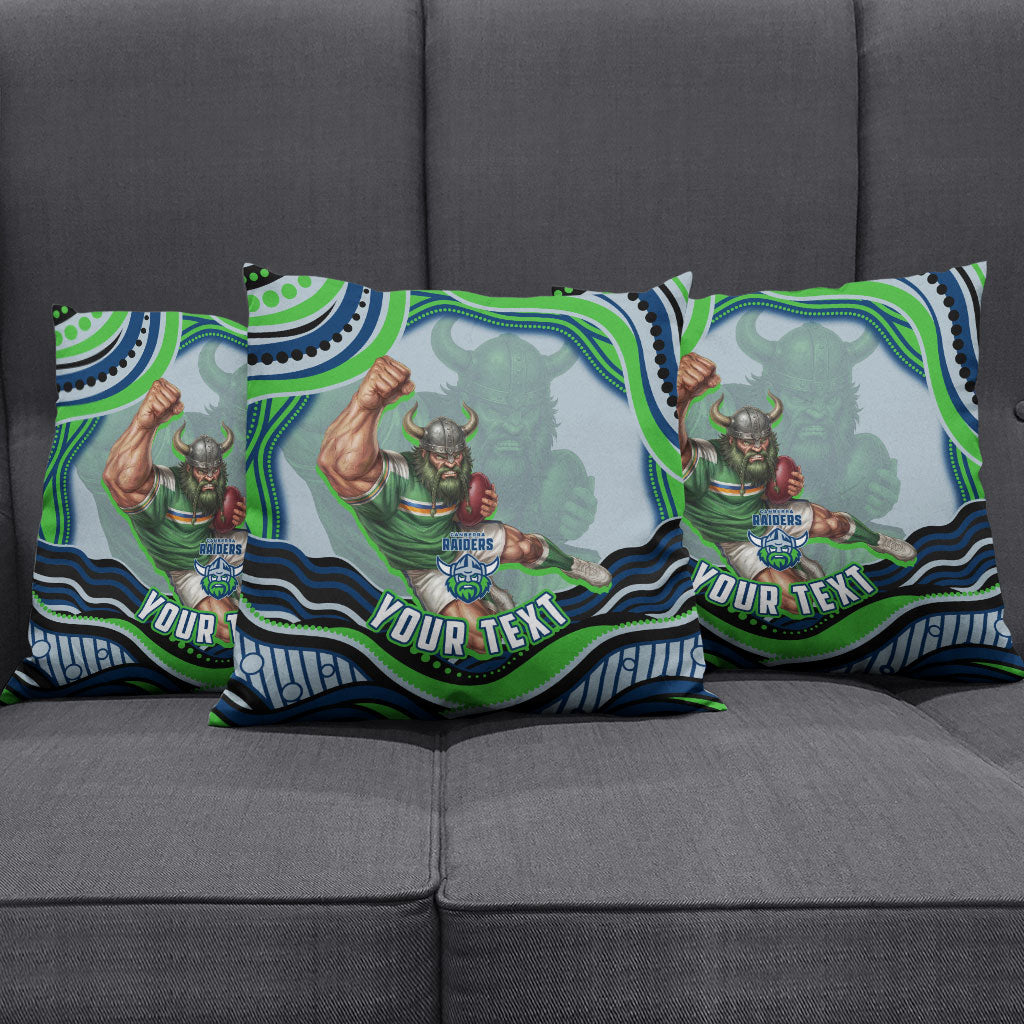 Personalized Canberra Raiders Pillow Cover Aboriginal Dot Art - Dreamtime Rugby Mascot