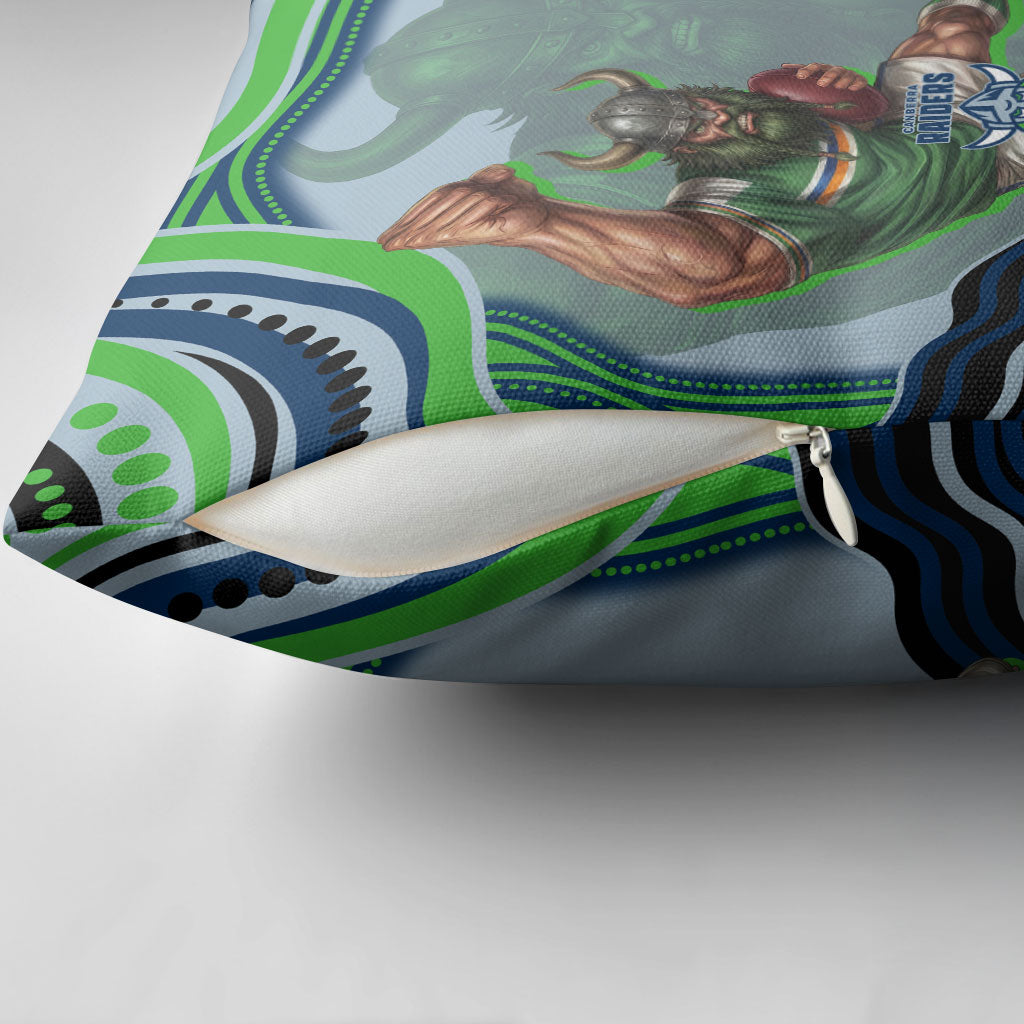 Personalized Canberra Raiders Pillow Cover Aboriginal Dot Art - Dreamtime Rugby Mascot