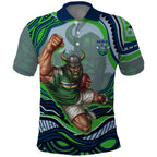 Personalized Canberra Raiders Polo Shirt Aboriginal Dot Art - Dreamtime Rugby Mascot