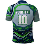 Personalized Canberra Raiders Polo Shirt Aboriginal Dot Art - Dreamtime Rugby Mascot