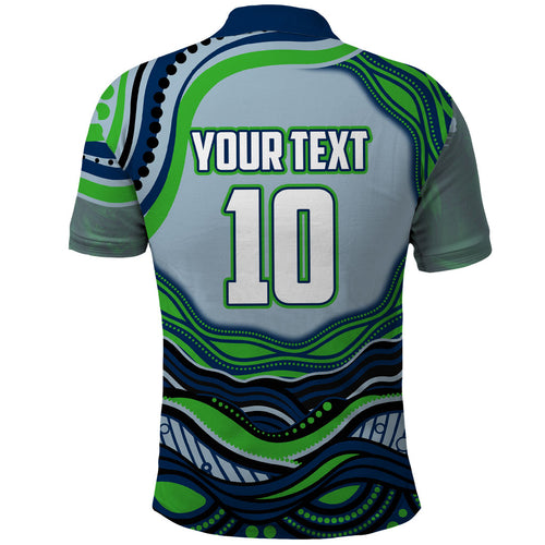 Personalized Canberra Raiders Polo Shirt Aboriginal Dot Art - Dreamtime Rugby Mascot