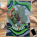 Personalized Canberra Raiders Puzzle Aboriginal Dot Art - Dreamtime Rugby Mascot