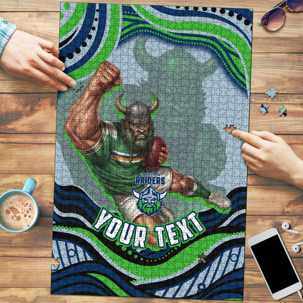 Personalized Canberra Raiders Puzzle Aboriginal Dot Art - Dreamtime Rugby Mascot