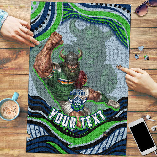 Personalized Canberra Raiders Puzzle Aboriginal Dot Art - Dreamtime Rugby Mascot
