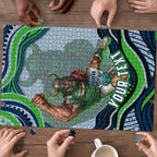 Personalized Canberra Raiders Puzzle Aboriginal Dot Art - Dreamtime Rugby Mascot