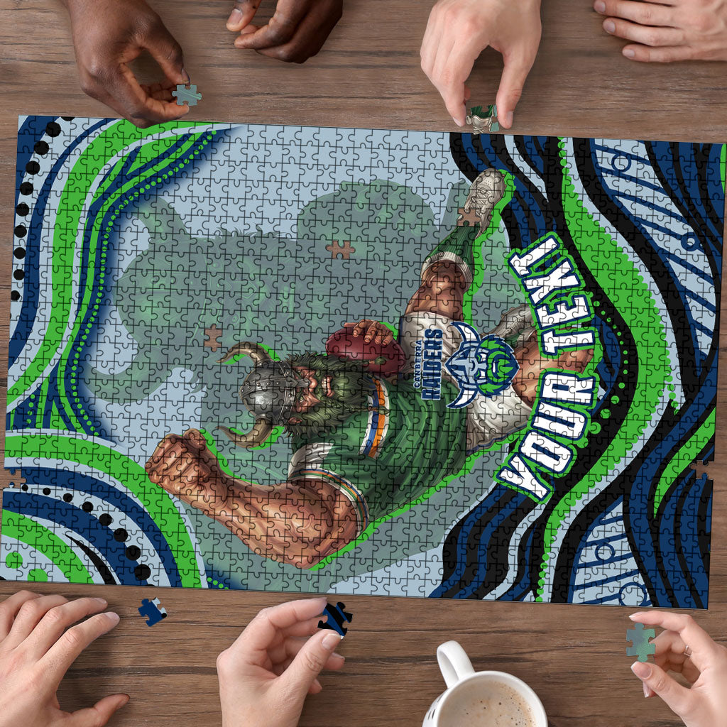 Personalized Canberra Raiders Puzzle Aboriginal Dot Art - Dreamtime Rugby Mascot