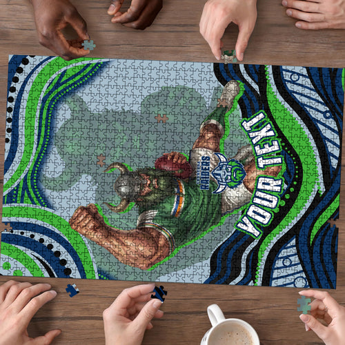 Personalized Canberra Raiders Puzzle Aboriginal Dot Art - Dreamtime Rugby Mascot