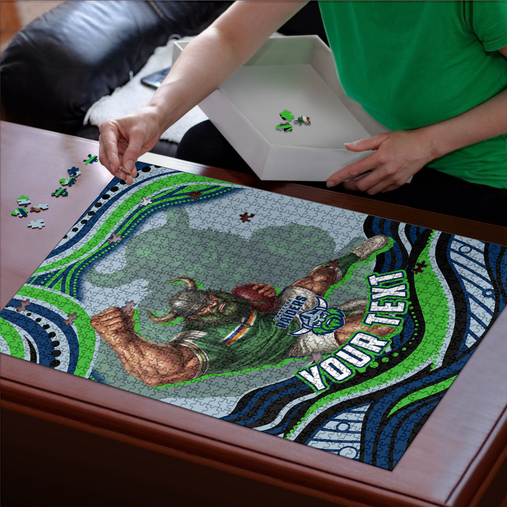 Personalized Canberra Raiders Puzzle Aboriginal Dot Art - Dreamtime Rugby Mascot