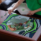 Personalized Canberra Raiders Puzzle Aboriginal Dot Art - Dreamtime Rugby Mascot