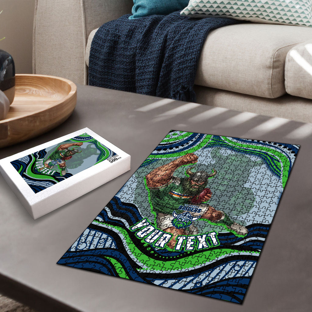 Personalized Canberra Raiders Puzzle Aboriginal Dot Art - Dreamtime Rugby Mascot