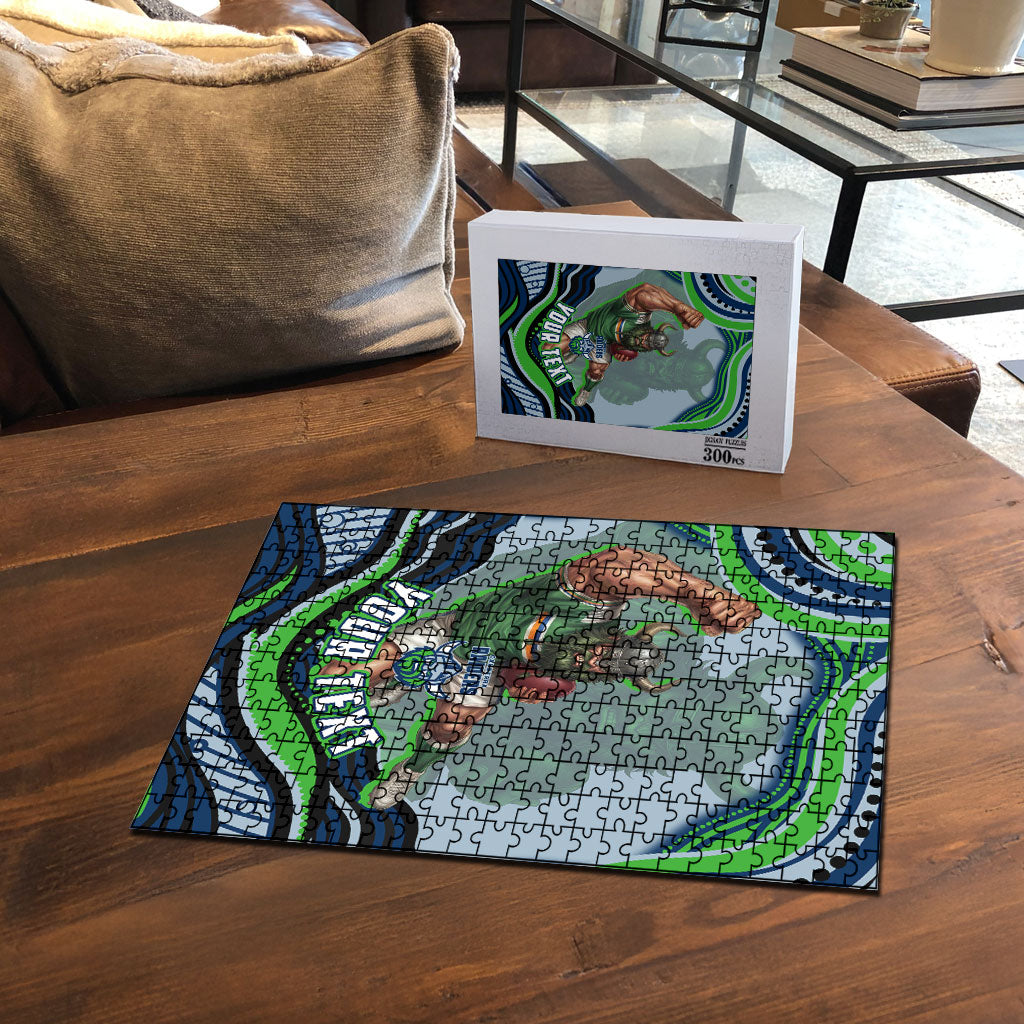 Personalized Canberra Raiders Puzzle Aboriginal Dot Art - Dreamtime Rugby Mascot