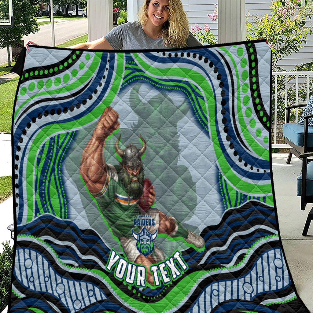 Personalized Canberra Raiders Quilt Aboriginal Dot Art - Dreamtime Rugby Mascot