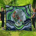 Personalized Canberra Raiders Quilt Aboriginal Dot Art - Dreamtime Rugby Mascot
