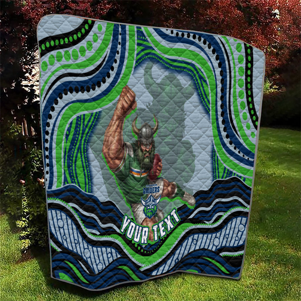 Personalized Canberra Raiders Quilt Aboriginal Dot Art - Dreamtime Rugby Mascot