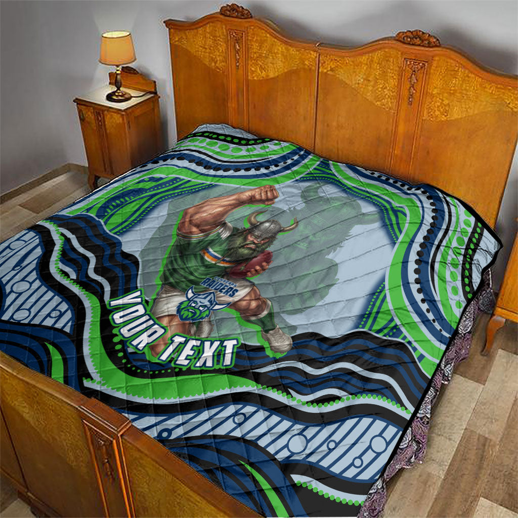 Personalized Canberra Raiders Quilt Aboriginal Dot Art - Dreamtime Rugby Mascot