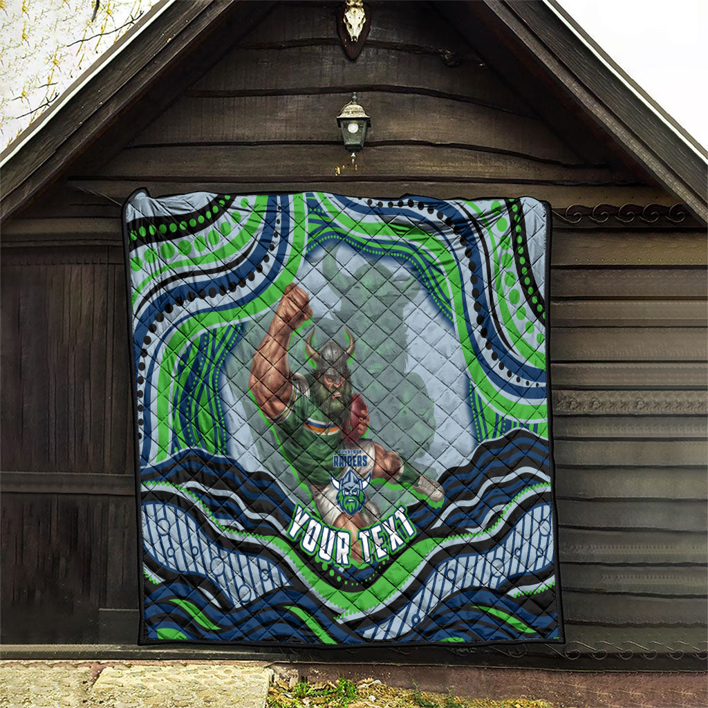 Personalized Canberra Raiders Quilt Aboriginal Dot Art - Dreamtime Rugby Mascot