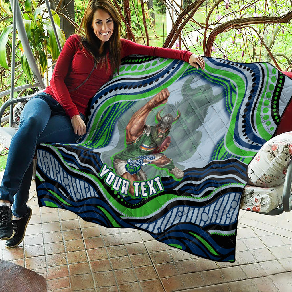 Personalized Canberra Raiders Quilt Aboriginal Dot Art - Dreamtime Rugby Mascot