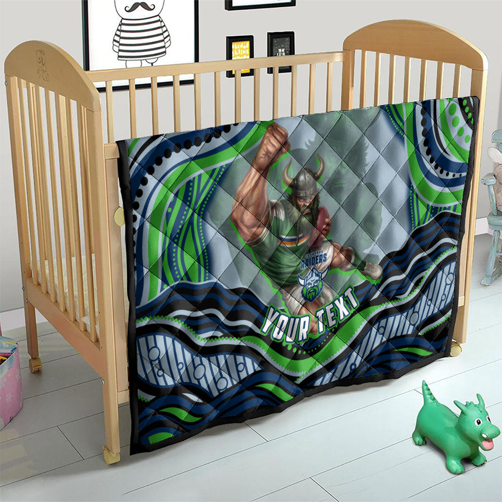 Personalized Canberra Raiders Quilt Aboriginal Dot Art - Dreamtime Rugby Mascot