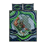Personalized Canberra Raiders Quilt Bed Set Aboriginal Dot Art - Dreamtime Rugby Mascot
