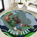 Personalized Canberra Raiders Round Carpet Aboriginal Dot Art - Dreamtime Rugby Mascot