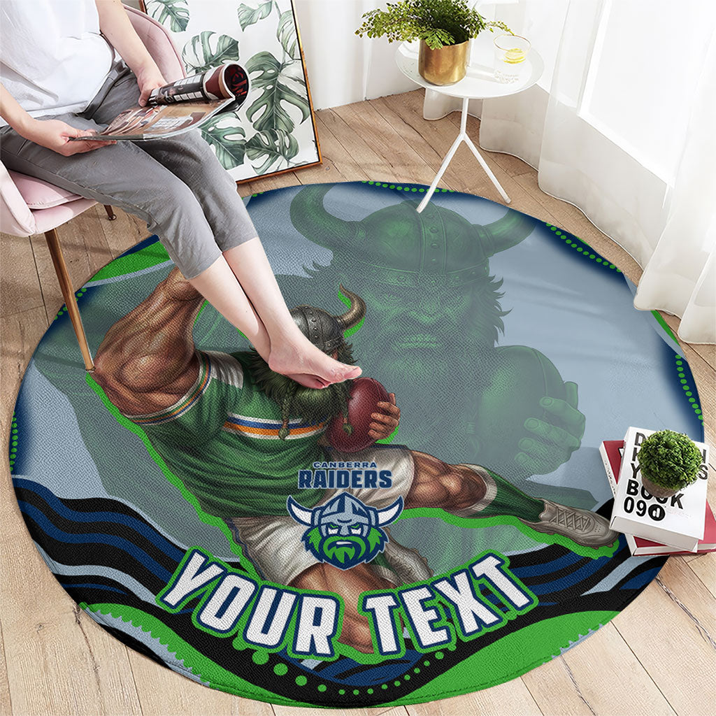 Personalized Canberra Raiders Round Carpet Aboriginal Dot Art - Dreamtime Rugby Mascot