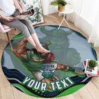 Personalized Canberra Raiders Round Carpet Aboriginal Dot Art - Dreamtime Rugby Mascot