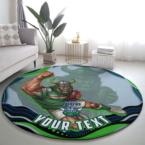 Personalized Canberra Raiders Round Carpet Aboriginal Dot Art - Dreamtime Rugby Mascot