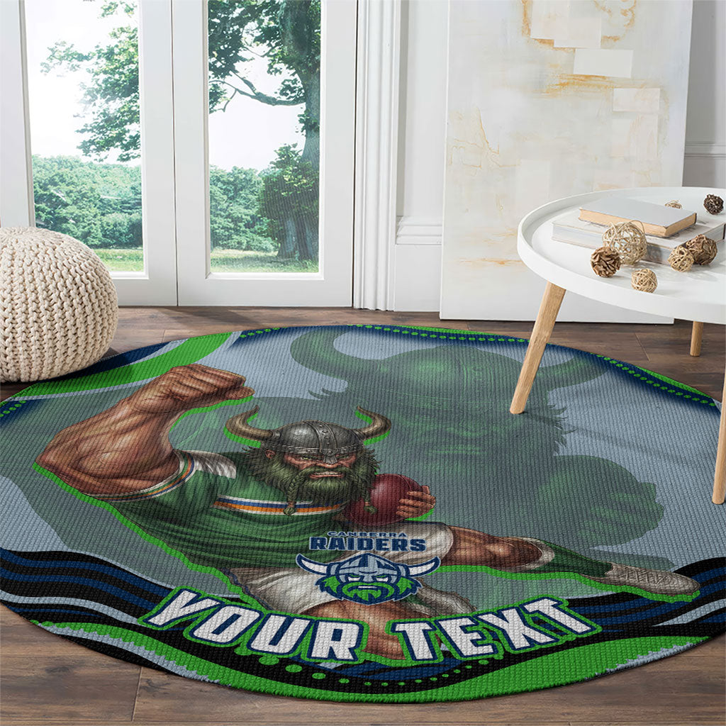 Personalized Canberra Raiders Round Carpet Aboriginal Dot Art - Dreamtime Rugby Mascot