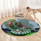 Personalized Canberra Raiders Round Carpet Aboriginal Dot Art - Dreamtime Rugby Mascot