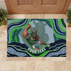 Personalized Canberra Raiders Rubber Doormat Aboriginal Dot Art - Dreamtime Rugby Mascot