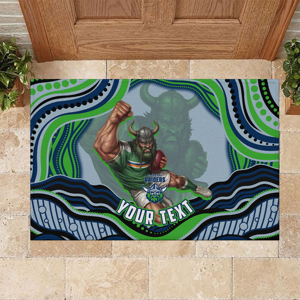 Personalized Canberra Raiders Rubber Doormat Aboriginal Dot Art - Dreamtime Rugby Mascot