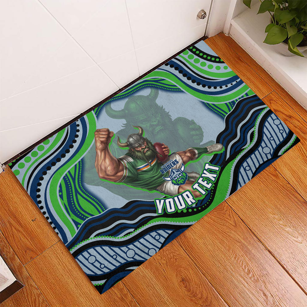 Personalized Canberra Raiders Rubber Doormat Aboriginal Dot Art - Dreamtime Rugby Mascot