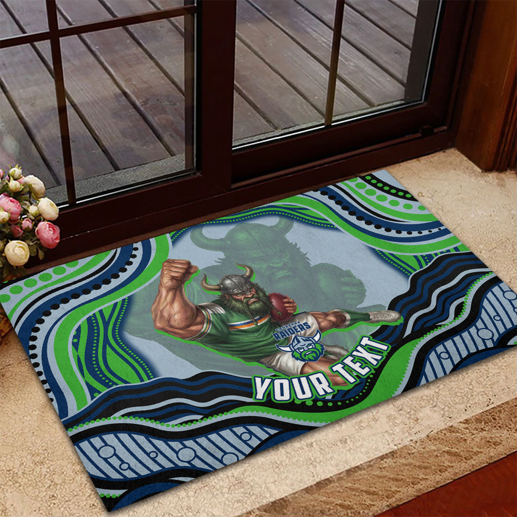 Personalized Canberra Raiders Rubber Doormat Aboriginal Dot Art - Dreamtime Rugby Mascot
